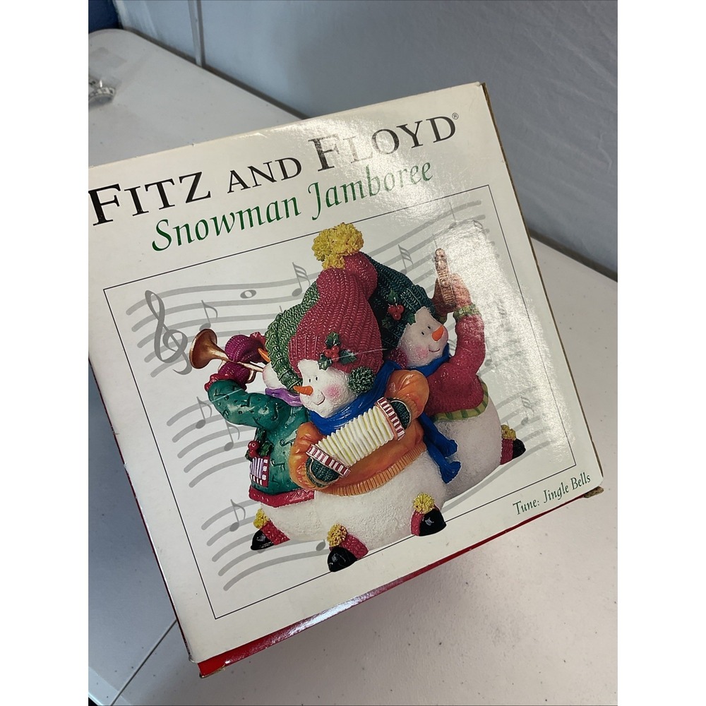 Fitz and Floyd Snowman Jamboree Music Box "Jingle Bells" 7" Figurines Christmas